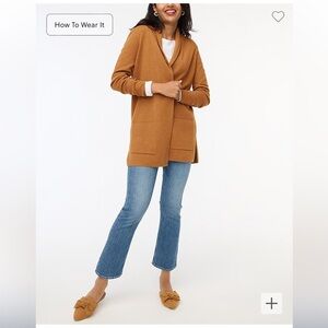 J. Crew Factory NWOT Sweater Blazer Tan X-Small Pockets Long Line Open Front
